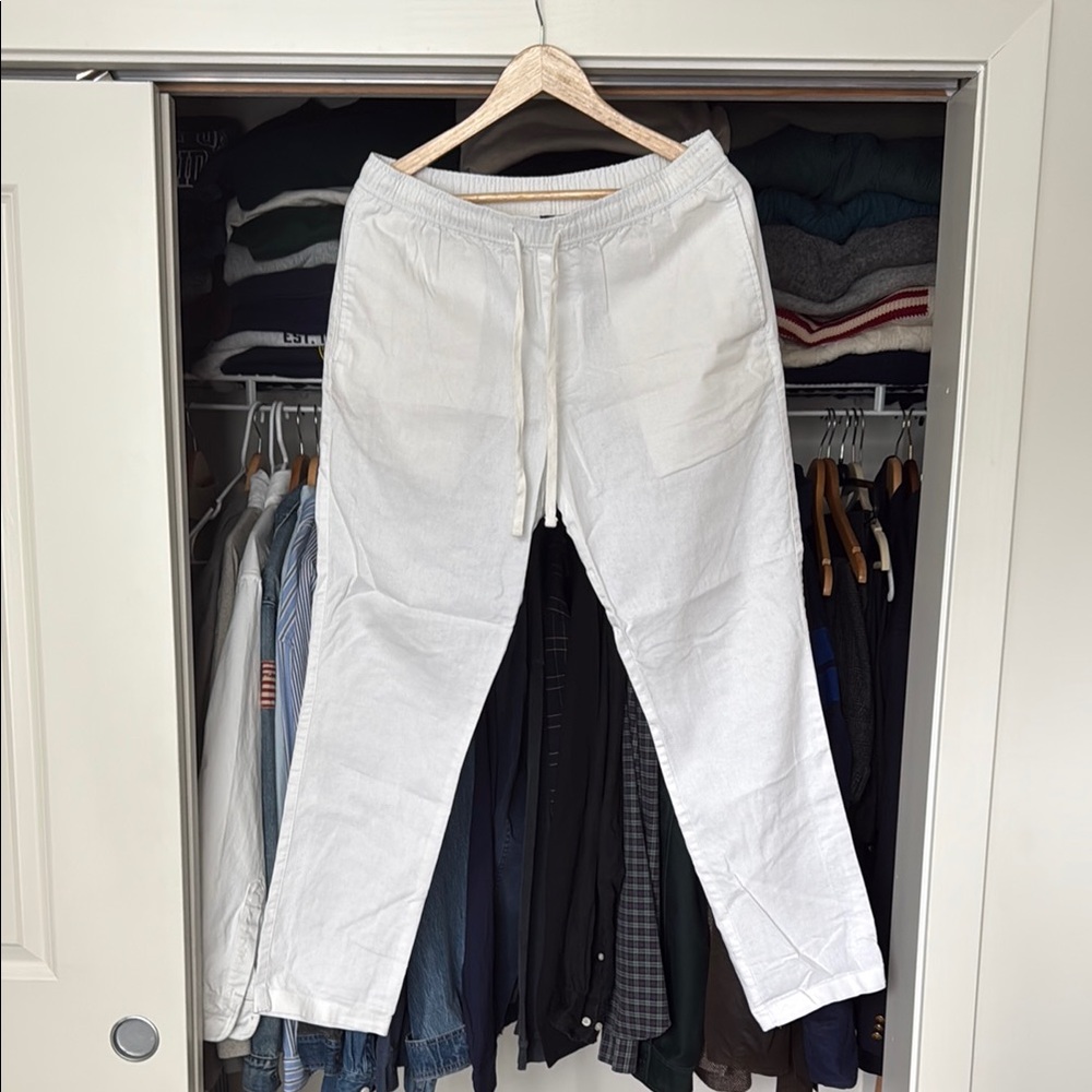 J crew white linen drawstring pants